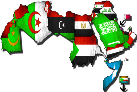 خارطة الدول العربية مع أعلامها الدول العربية تنتهي من آلية إقليمية لتسوية المدفوعات