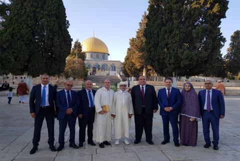 جانب من زيارة المسجد الأقصى محافظ القدس يستقبل والي البنك المركزي المغربي