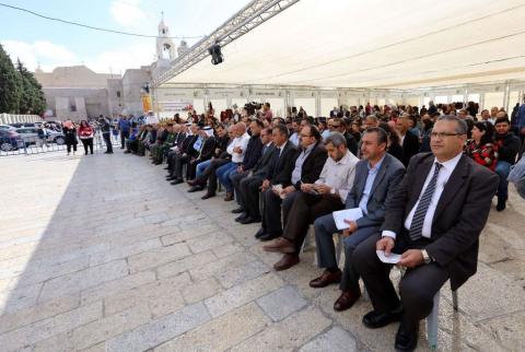 جانب من افتتاح المهرجان-تصوير وفا انطلاق مهرجان قطف الزيتون الـ19 في بيت لحم