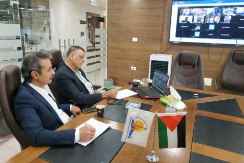 جانب من مشاركة الاتحاد في الاجتماع المقاولون الفلسطينيون يدعون نظراءهم العرب إلى مشاريع مشتركة