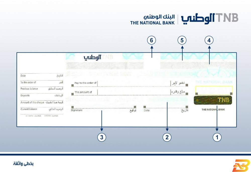 صورة توضيحية للتحديثات على الشيكات-صادرة عن البنك الوطني سلطة النقد تضيف خصائص أمنية جديدة لأوراق الشيكات