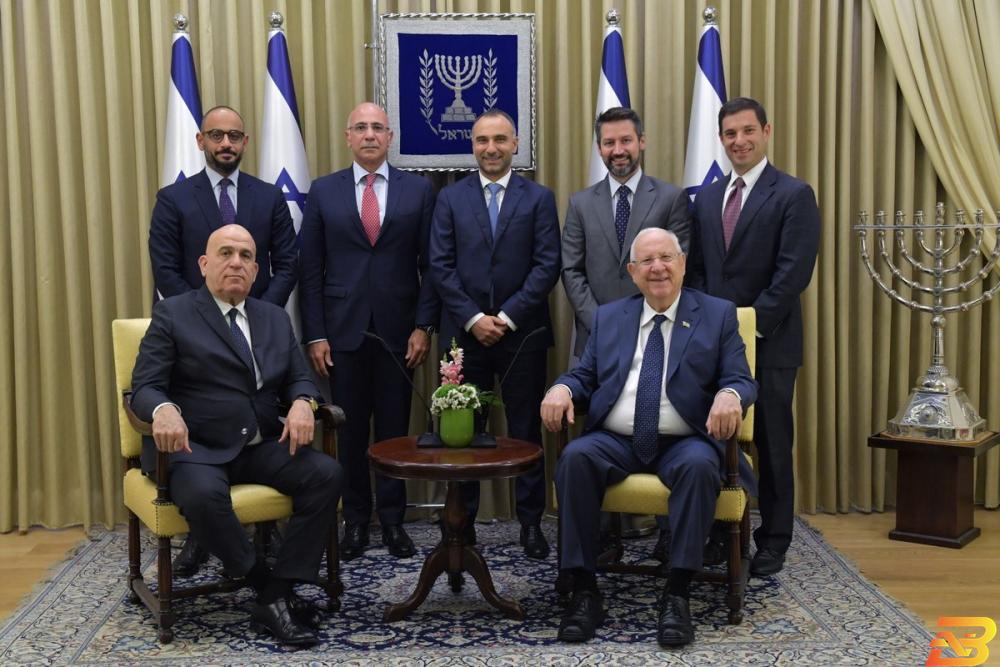 جانب من اللقاء الرئيس الإسرائيلي يلتقي رجال أعمال مصريين في القدس