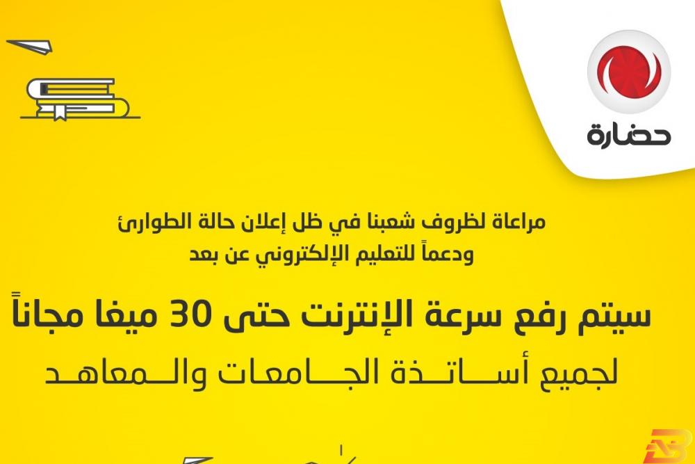 ملصق تعريفي بالمبادرة ’حضارة’ ترفع السرعات مجاناً لأساتذة الجامعات والمعاهد