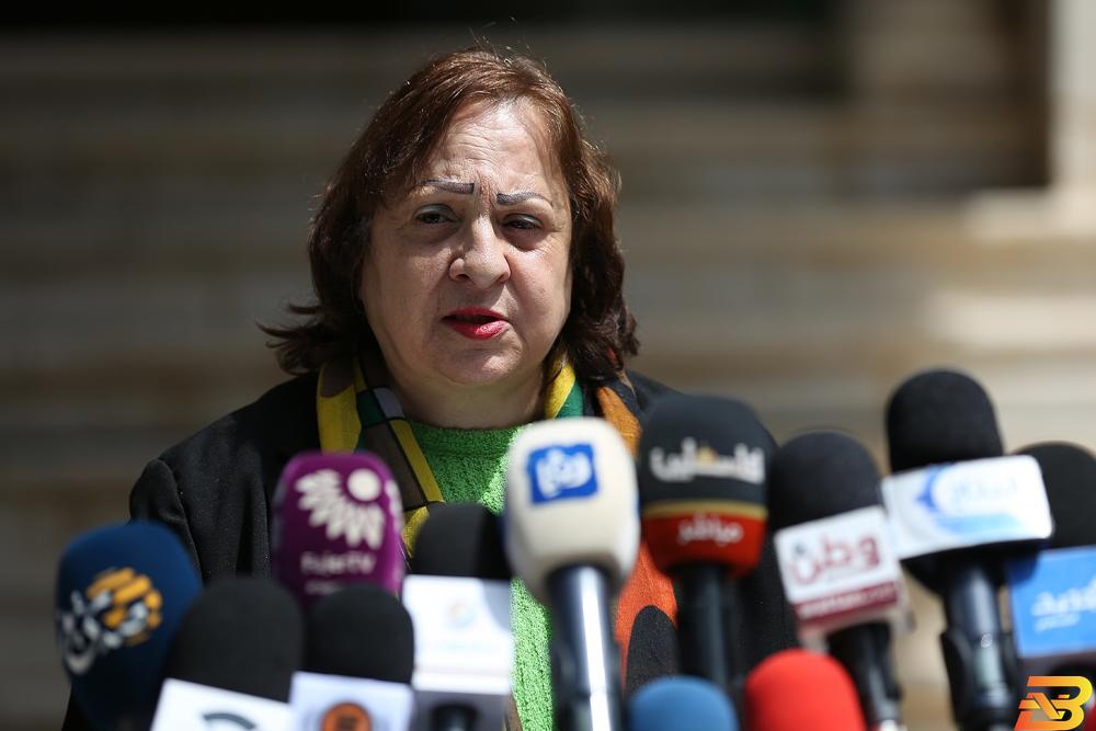وزيرة الصحة مي الكيلة تتحدث خلال الإيجاز الصحفي-تصوير وفا الكيلة: حالة جميع المصابين بفيروس كورونا مستقرة