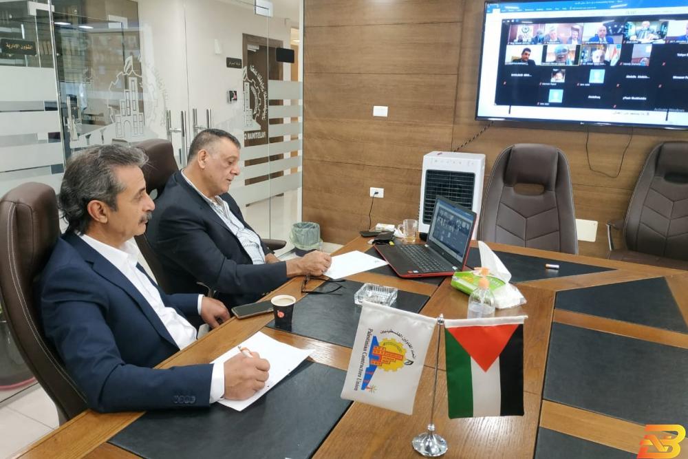 جانب من مشاركة الاتحاد في الاجتماع المقاولون الفلسطينيون يدعون نظراءهم العرب إلى مشاريع مشتركة