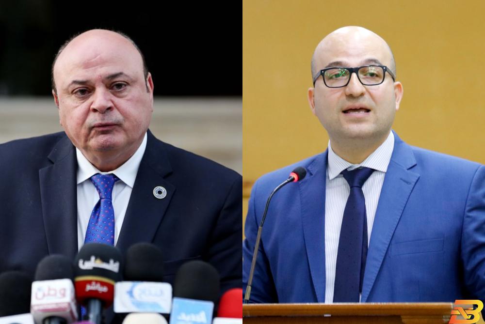 وزير شؤون القدس فادي الهدمي (يمين) ومحافظ سلطة النقد عزام الشوا ورشة عمل تبحث تعزيز التمويل السكني في محافظة القدس