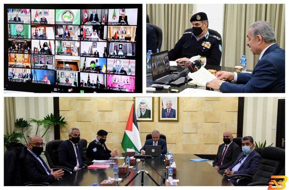 جانب من مشاركة رئيس الوزراء محمد اشتية في الاجتماع اشتية: العديد من قضايا العرب لا تحتاج إلى معالجات أمنية بل اقتصادية